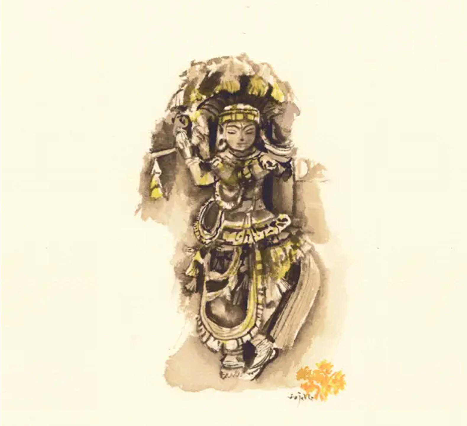 Watercolor Temple Illustration
